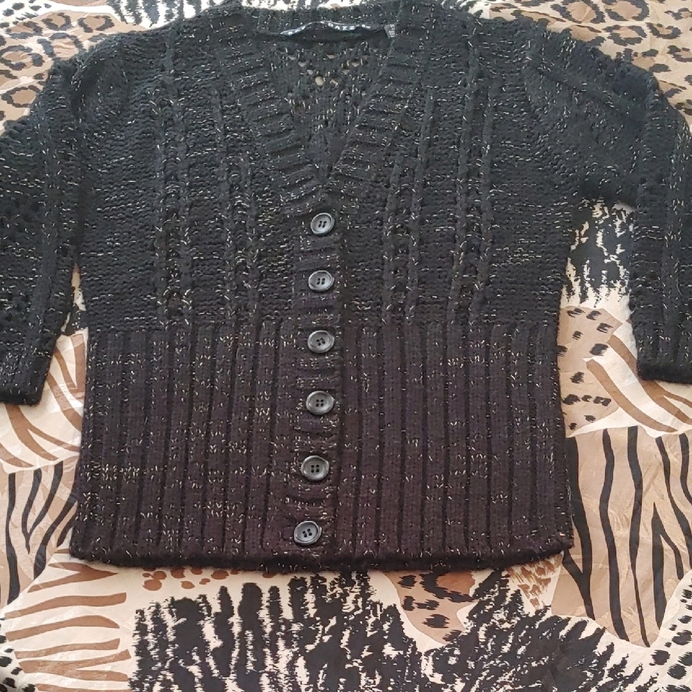 Black Button-Up Women's Sweater